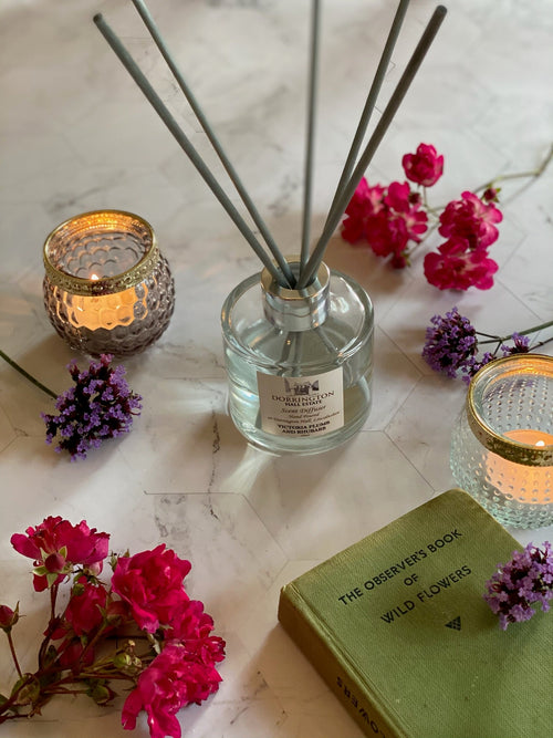 Victoria Plum and Rhubarb Dorrington Hall Estate reed diffuser with garden flowers